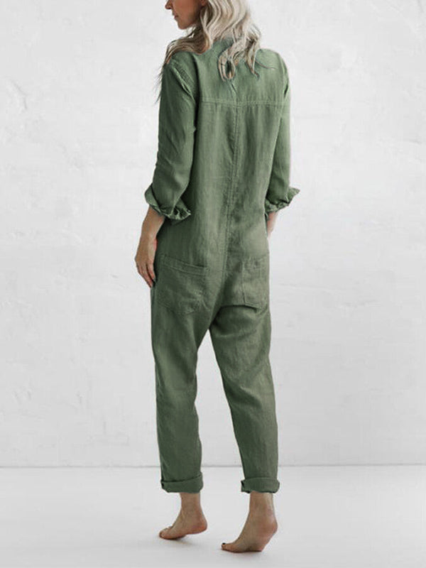 Amara™ | Buttoned Casual Long-Sleeved Jumpsuit