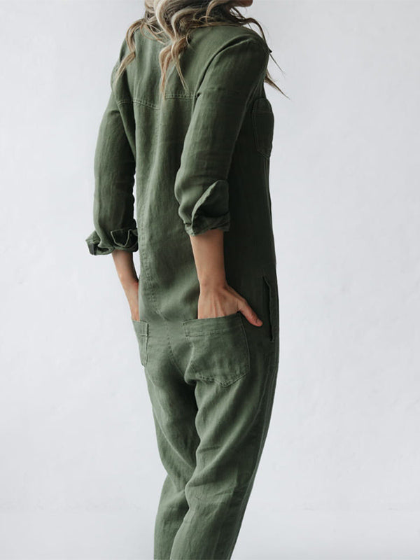 Amara™ | Buttoned Casual Long-Sleeved Jumpsuit