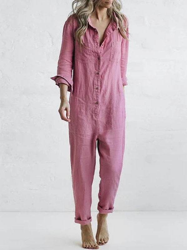 Amara™ | Buttoned Casual Long-Sleeved Jumpsuit