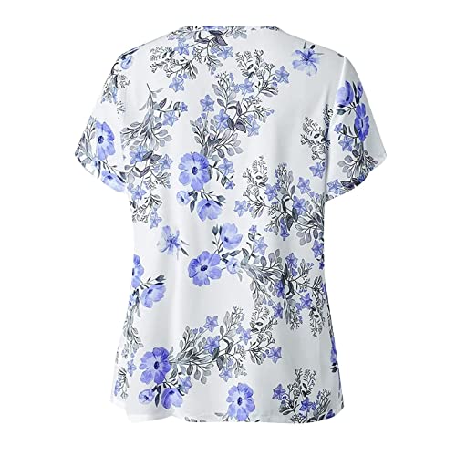 Lexi™ | Blouses for Women Dressy Casual Crewneck Short Sleeve T Shirts Summer Elegant Floral Printed Cardigan Two Piece Tops