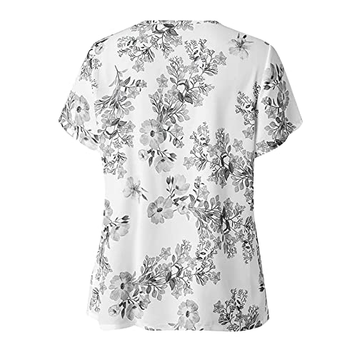 Lexi™ | Blouses for Women Dressy Casual Crewneck Short Sleeve T Shirts Summer Elegant Floral Printed Cardigan Two Piece Tops