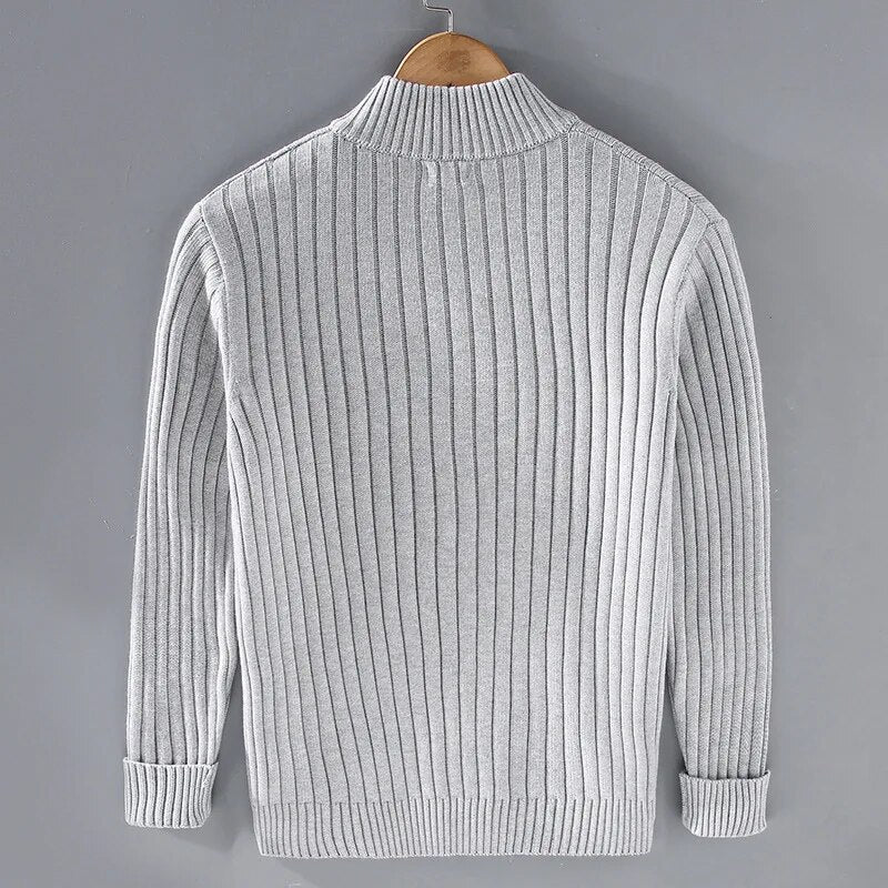 Franky™ | Ribbed Fabric Cotton Zip-Up Sweater