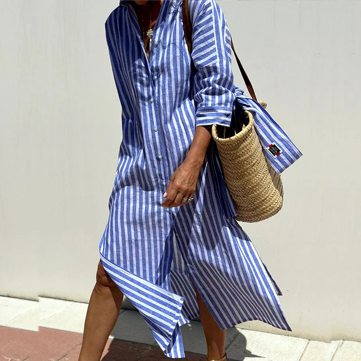 Karina - Chic Striped Shirt Dress