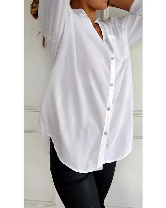 Elmie™ | Casual V-neck Sequin Woman's Blouse