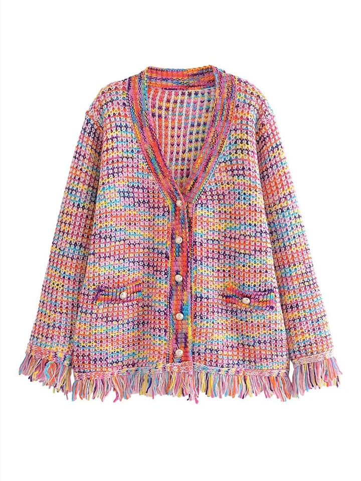 Asha™ | Rainbow Tassel Cardigan