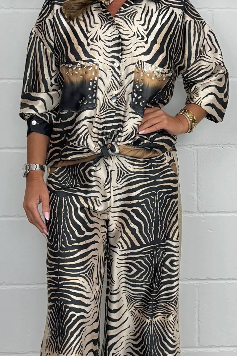 Frances - Wild Grace Zebra Print Beaded Set