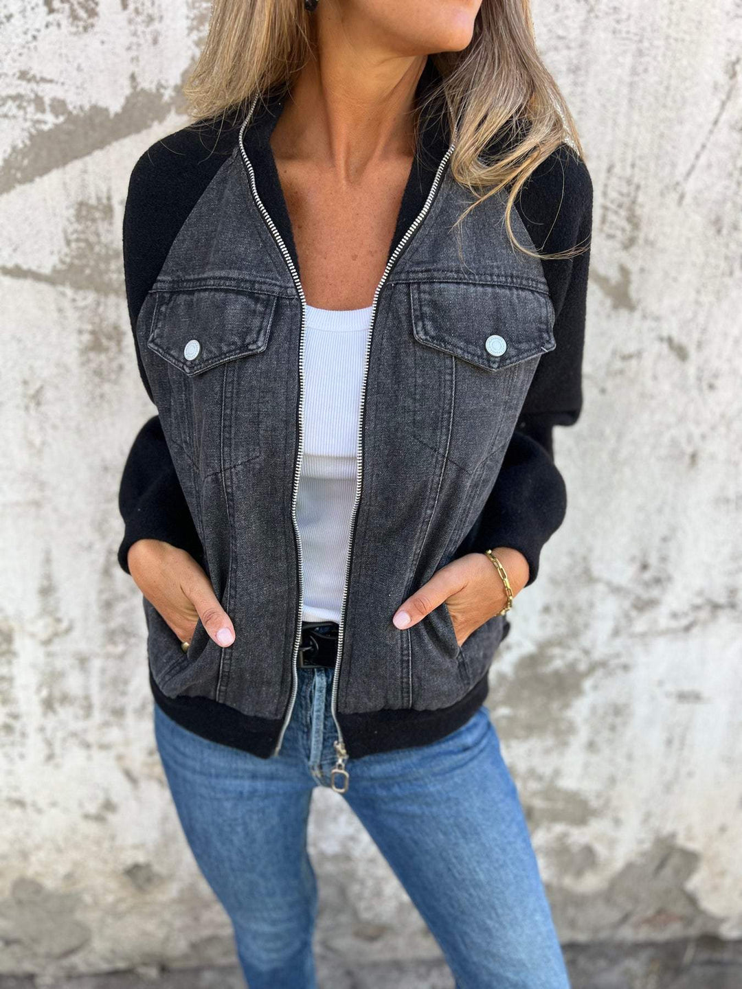 Saramie™ | Modern Jacket with Denim