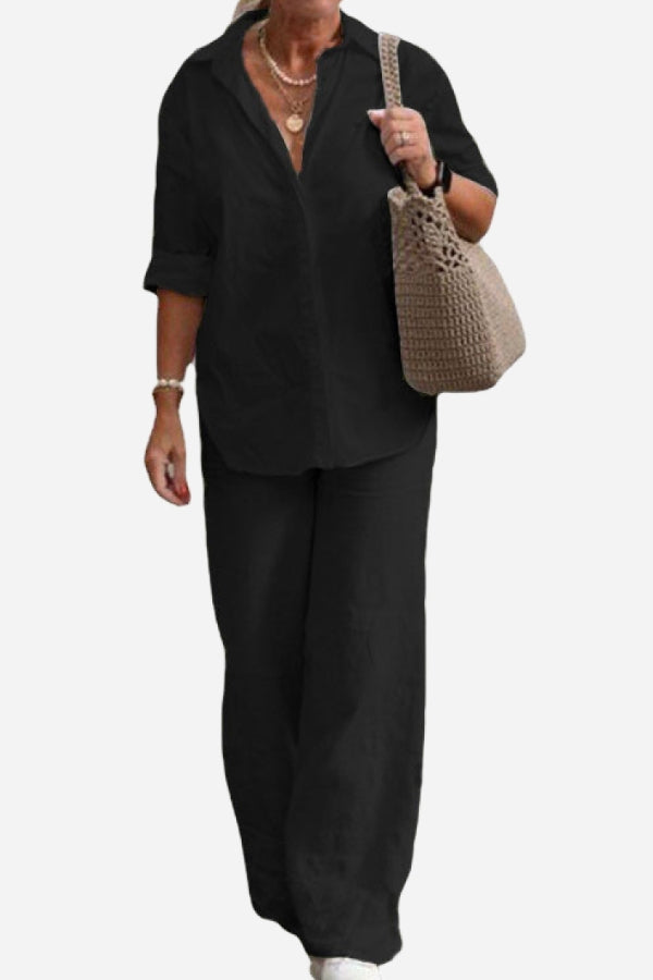 Luciana™ | Relaxed Shirt & Trousers Two-Piece Set