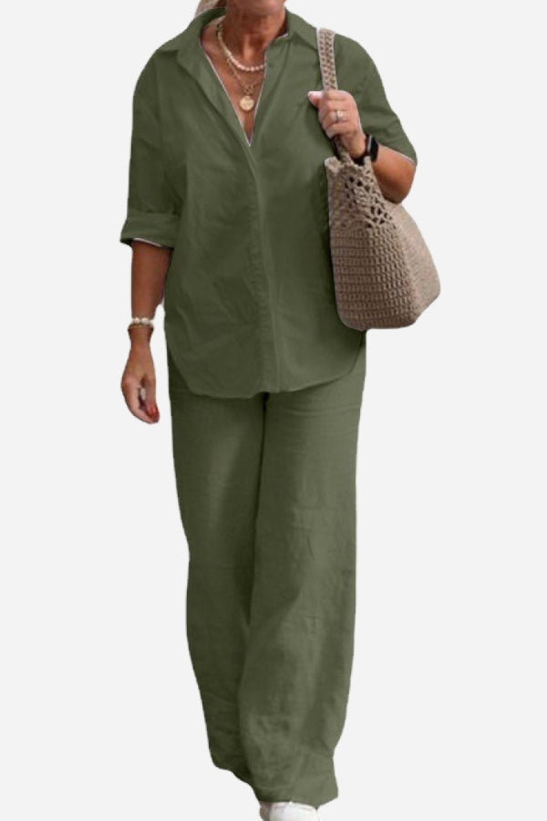 Luciana™ | Relaxed Shirt & Trousers Two-Piece Set