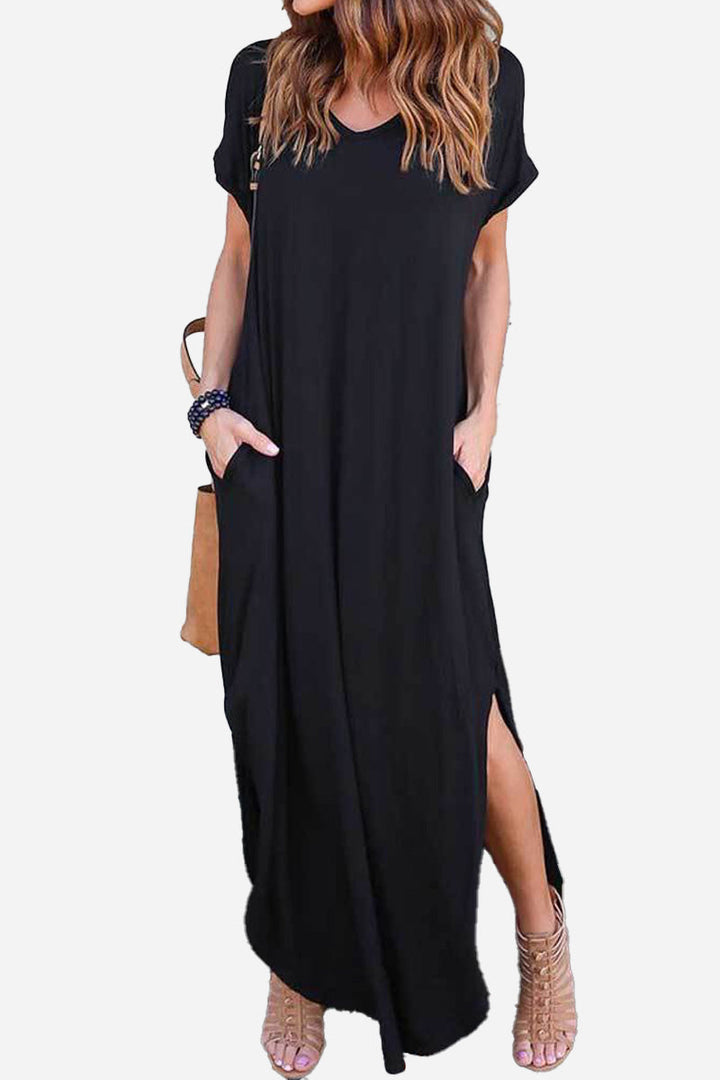 Zania™ I Side Slit Maxi Dress with Pockets