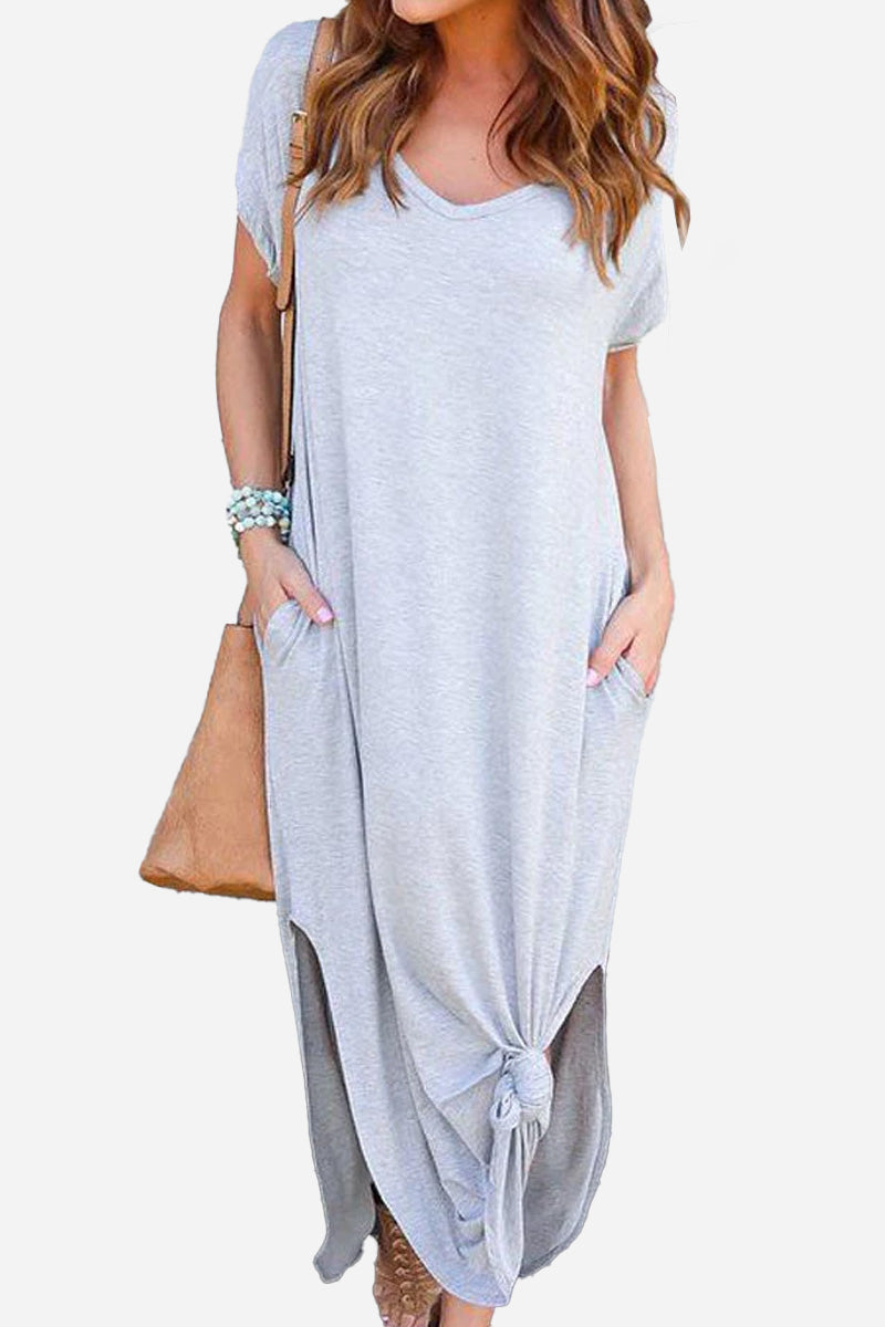 Zania™ I Side Slit Maxi Dress with Pockets